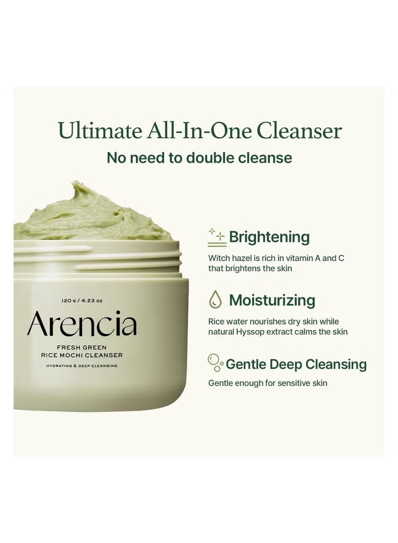 arena Arencia - Korean Rice Mochi Face Cleanser - Face Mask, Foaming Cleanser, Gentle Scrub All in One - Deep Cleansing, Moisturizing, Pore Minimizing, Removing Blackhead- with Rice Water & Green Tea, Mugwort - Image 5